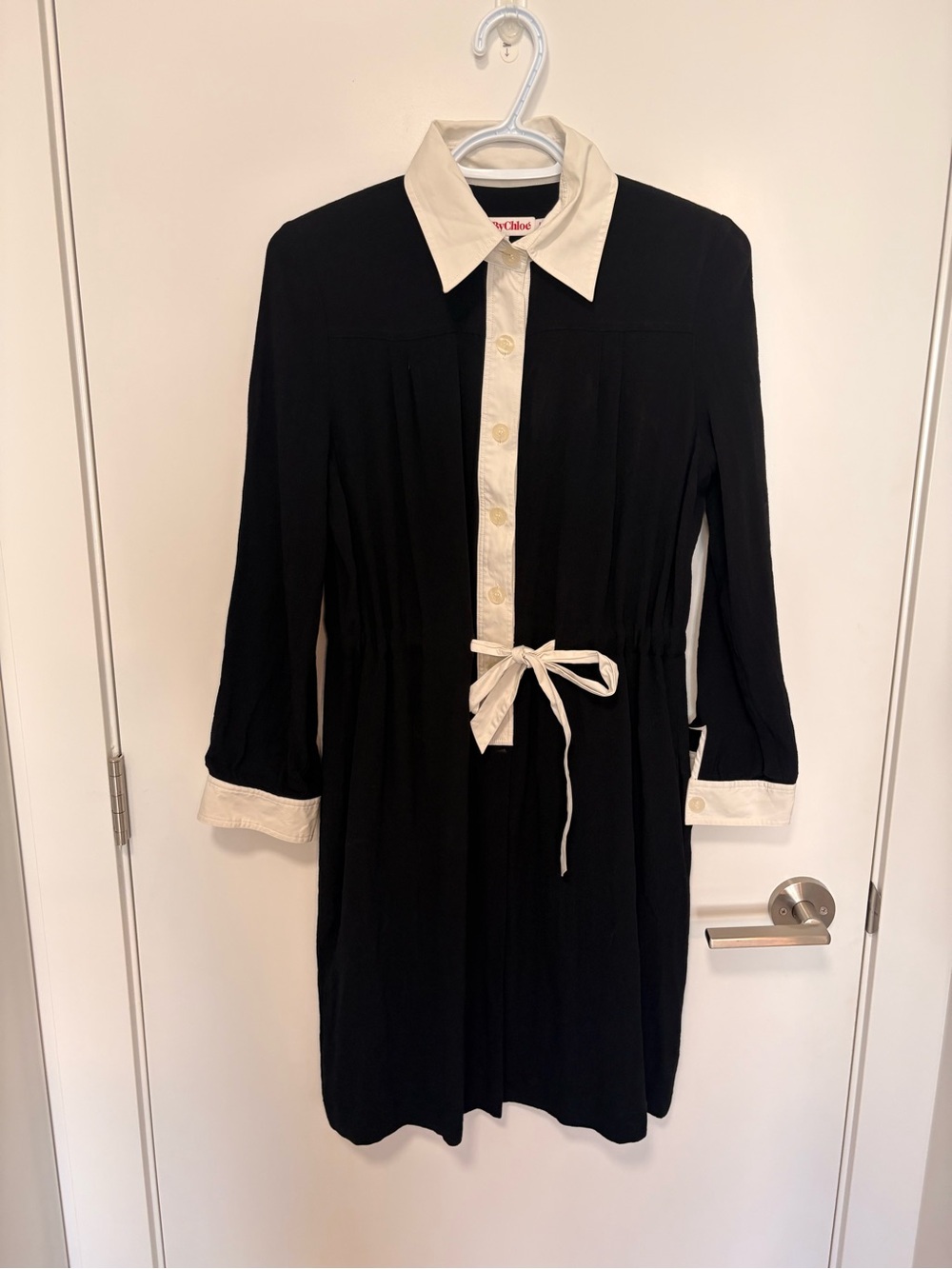 See by Chloé White Collared Shirt Dress